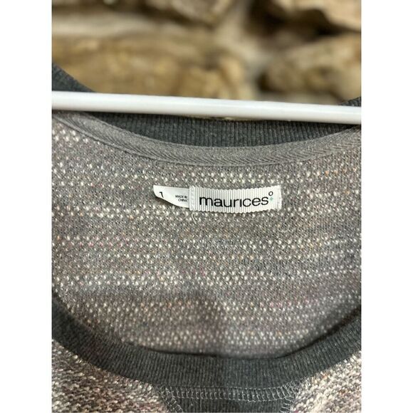 Women’s Maurice’s Size 1 Grey and Pink Striped Pull Over - Picture 3 of 4